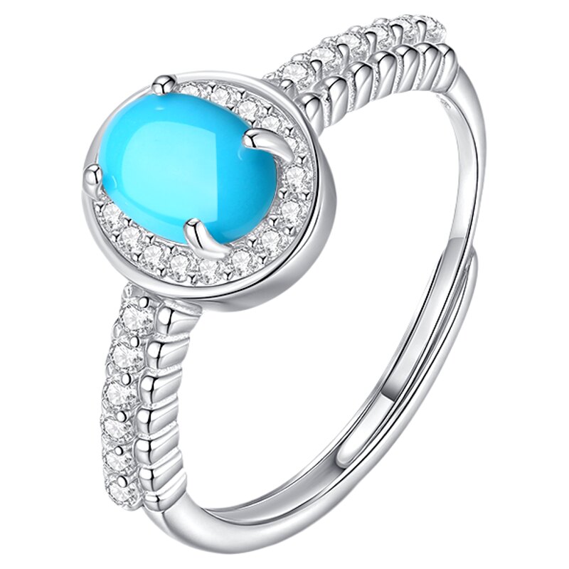 Sleeping Beauty Turquoise Cabochon Sterling Silver Ring