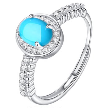 Sleeping beauty turquoise cabochon sterling silver ring