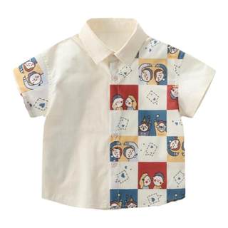 rabbi tree short sleeve shirt boys summer pure cotton