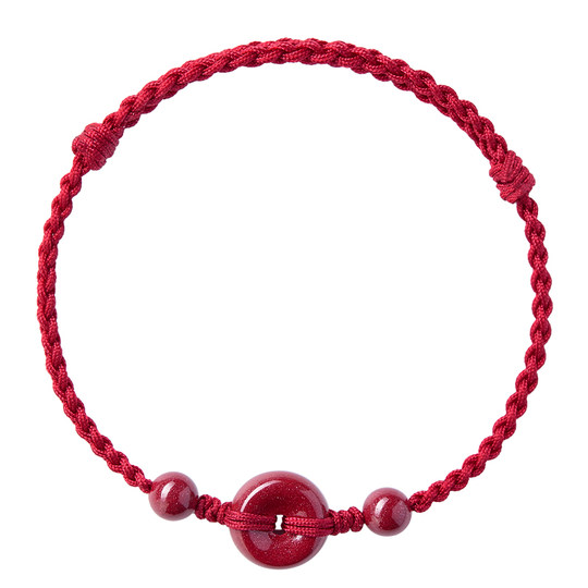 天然朱砂手串平安扣红绳手链编织本命年红手绳脚链正品官方旗舰店