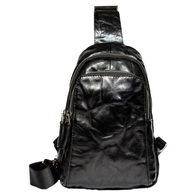 Maiwei casual leather chest bag sports crossbody bag for men and women