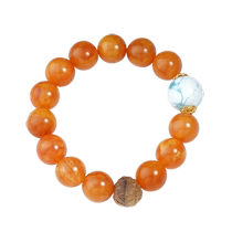 Potala Palace sea pattern stone old mountain sandalwood beeswax bracelet single circle bracelet 13mm old beeswax round beads