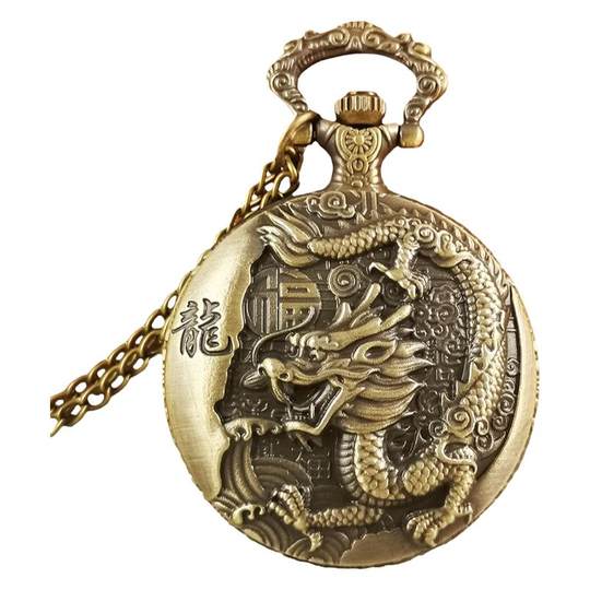 Retro zodiac pocket watch that can hold photos of the Year of the Dragon