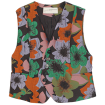 (Blooming flowers) puretea tea artistic jacquard vest womens waist silhouette vest 2024 autumn new