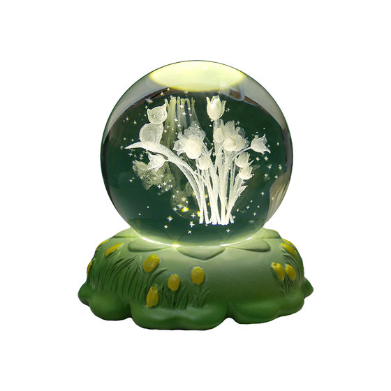 Creative Crystal Ball Small Losses Tulip Rose Carnishment Flower Decoration Small Night Lights Sending Birthday Gifts
