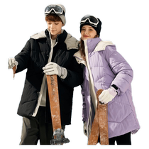 Tangshi 2023 new winter couples cotton coat mens hooded velvet thickened winter coat womens medium-length small cotton-padded jacket