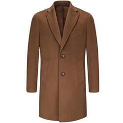 Perpin Pure Australian Wool Chesterfield Camel Coat Men's Mid-Length Lapel Business Woolen Jacket