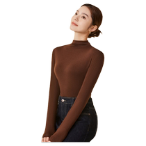 Catman 2024 New Womens Autumn Clothes Wool Heated Turtle Collar Single Clothes Bottoming Shirt Autumn and Winter Seamless Muscle Basement