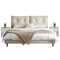 Quanyou Home Cream Style Fabric Bed Does Not Disturb Each Other Double Technology Fabric Bed Simple Master Bedroom Soft Covered King Bed