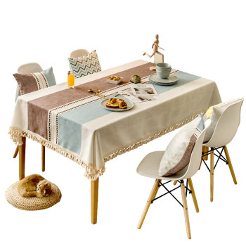 Tablecloth fabric cotton linen small fresh waterproof and scald-proof tassel Tablecloth fabric cotton linen small fresh waterproof and scald-proof tassel