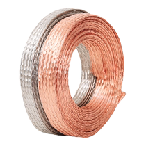 Red copper woven with grounding wire soft linking flat copper wire 4 6 10 25 square bare wire conductive with tinned copper strip