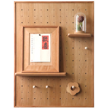 Cherry wood hole board entrance desk wall hanging solid wood storage rack log style b&b coffee corner display rack