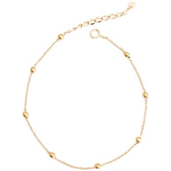 S925 sterling silver plated 14K gold starry anklet transfer small gold beads gold beans niche women summer all-match silver jewelry women's model