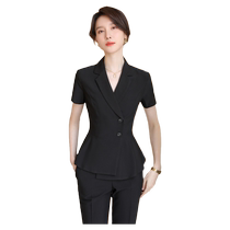 Poetry Luja Black Fashion West Suit Suit Woman Short Sleeve Elegant Temperament Teacher Commute Professional Dress Little Masculine