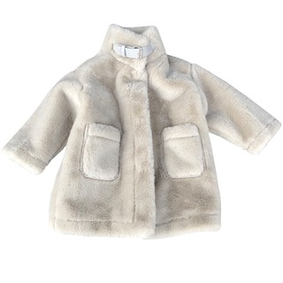 Children's faux fur coat mid-length girl boy baby cotton coat autumn and winter thickened warm coat with fur