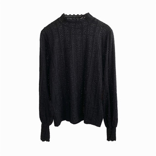 Three-dimensional leaf lace half turtleneck bottoming shirt for women in spring and autumn, slim fit and temperament, long-sleeved bottoming top