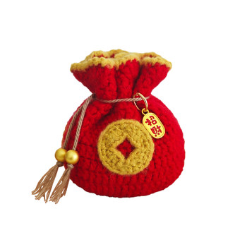 Finished hand-woven lucky bag knitted small bag crochet wool xiangrui lucky bag change storage bag mini headphone bag