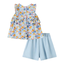 Gap girls toddler 2024 new summer style Lenzing Tencel flower top denim shorts two-piece set 466782