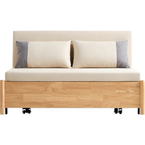 Lins Home Furnishings new Nordic log style solid wood sofa bed for living room small apartment folding dual-purpose retractable bed