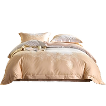 Mercury Home Textiles 100S double-ply long-staple cotton set brushed four-piece satin quilt cover sheet autumn and winter warm bedding