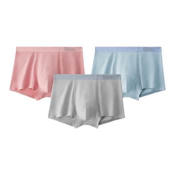 100% feeling men's boxer briefs, comfortable mid-waist pure cotton 7a antibacterial inner briefs set of three pairs 008