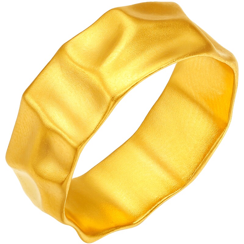 Saturday blessing Huang Jingyu's same style gold ring Yujian series priced pure gold ancient method ripple ring holiday gift