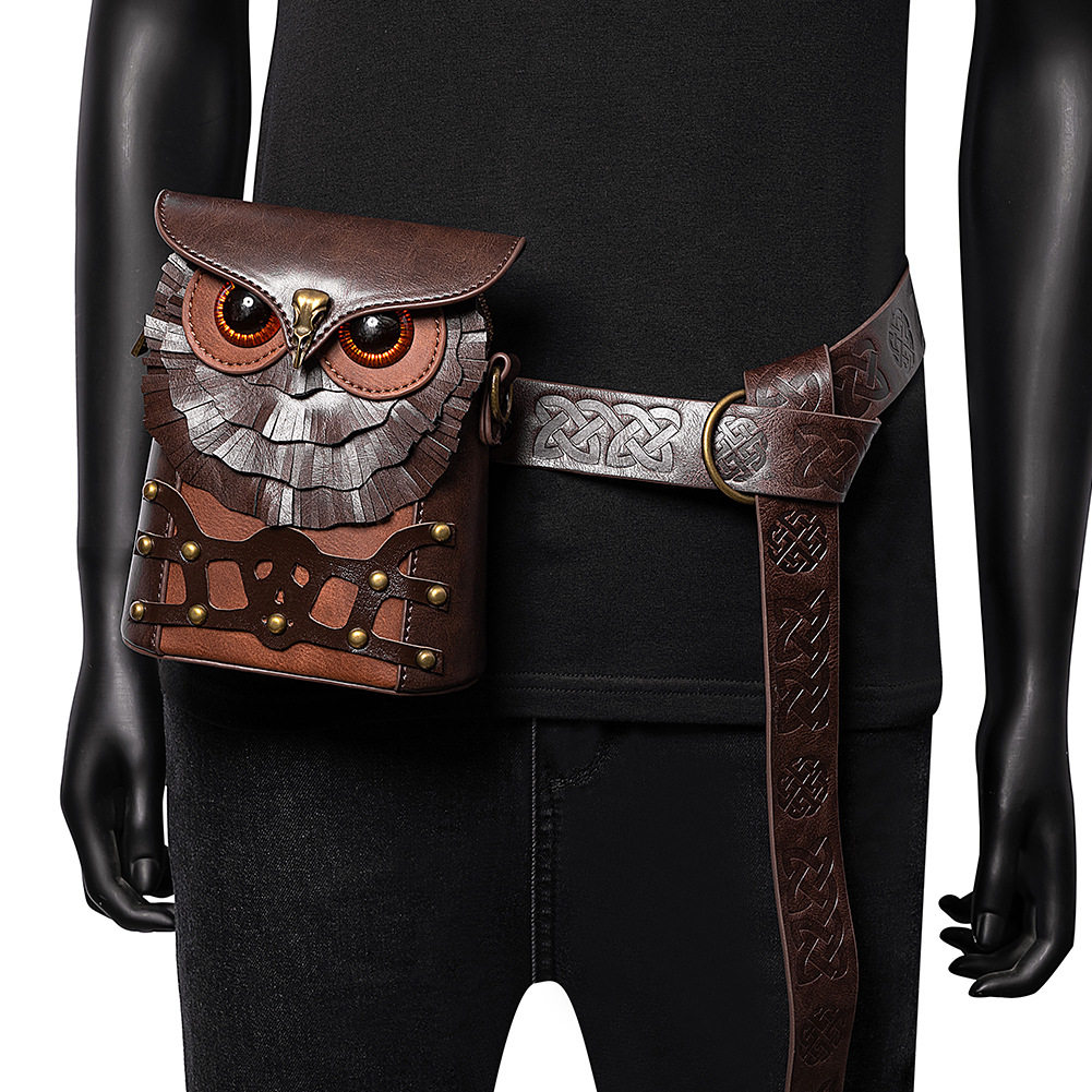 Owl-themed shoulder bag, medieval steampunk retro style, women's crossbody bag, niche mini outdoor accessory.