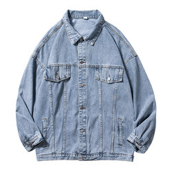 Denim jacket ຜູ້ຊາຍ handsome ຍີ່ປຸ່ນ retro trendy ຍີ່ຫໍ້ຊັ້ນສູງ casual versatility ວ່າງເສື້ອນັກຮຽນເຮັດວຽກຜູ້ຊາຍ