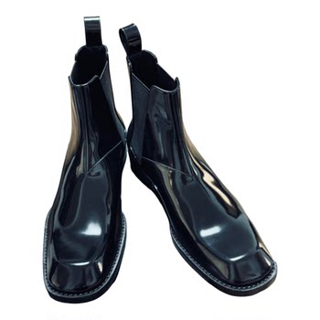 Designer patent leather square-toe ladder short chelsea boots