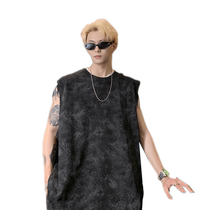 American trendy vest mens summer thin section 2024 new youth Korean version versatile loose round neck sleeveless waistcoat