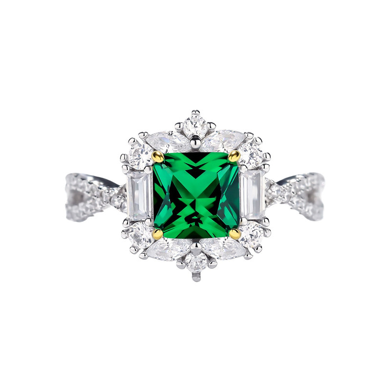 Leidy Ice Tower Classic Muzu Green 3 Carat S925 Silver High-end Fashion Niche Versatile Ring for Women