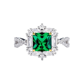 Leidy ice tower classic muzu green 3 carat s925 silver high-end fashion niche versatile ring for women