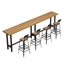 商用办公室休息区靠墙高脚桌咖啡店铁艺实木长方形窄吧台桌子1202