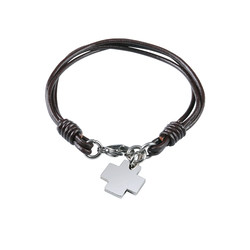 YUKI Men's Bracelet Titanium Steel Jewelry Cowhide Hand Accessories Trendy Brand European and American Bracelet INS Korean Style Simple Cross Women