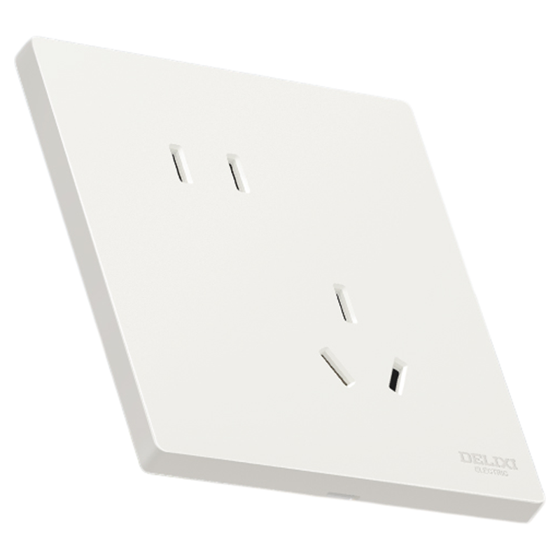 Delixi 295 ultra-thin switch socket matte skin-feel five-hole panel 16A air conditioning socket cream style Hanyu white