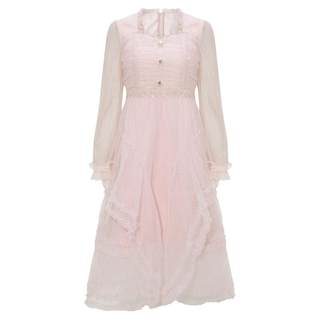 FEXATA斐格思连衣裙2025冬季新品芭蕾风仙女裙粉色浪漫气质网纱裙