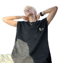 Japanese simple vest mens summer new loose casual washed sleeveless t-shirt high street round neck handsome top