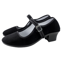 Ethnic Yangko dance shoes black cloth shoes Jiaozhou Tibetan Northeast folk high heels special childrens dance shoes for grade examination