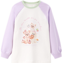 minipeace peacebird childrens clothing girls long-sleeved T-shirt loose childrens top new style 24 years raglan sleeves