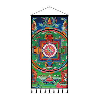 藏式唐卡挂画布艺挂毯装饰画竖版壁画墙布玄关过道挂布背景布定制
