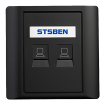 Type 86 concealed dual pass-through two-position Gigabit network panel black CAT6 two-position six network cable computer socket