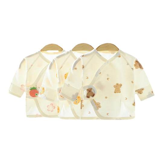 婧麒新生儿半背衣夏季薄款婴儿衣服0-3月宝宝纯棉夏装和尚服上衣