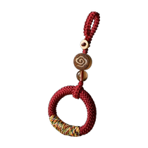 Hand-woven antique ring buckle car keychain lanyard key chain anti-lost and anti-fall schoolbag pendant for men and women