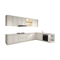 Full House Custom Overall Cupboard Method Cream Style Cream Wind Quartz Stone Kitchen Countertops Cabinet Glass Cabinet Doors