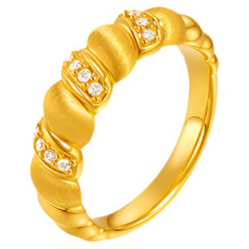 Laomiao gold solid gold dotted diamond croissant ring, fun and fashionable 5d full and shining temperament, brushed old money style