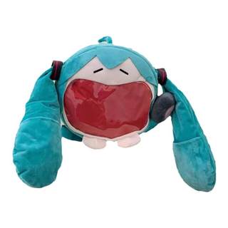 初音未来痛包学生党fufu斜挎背书包单双肩大嘴包周边miku毛绒玩偶