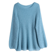 White long-sleeved hollow imitation mohair sweater for women 2024 autumn and winter loose and lazy style with soft waxy sweater
