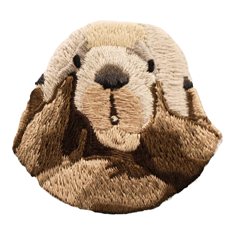 破洞貼章刺繡可愛水獺海獺布貼小號時尚自粘免縫破洞衣服手機破洞貼章