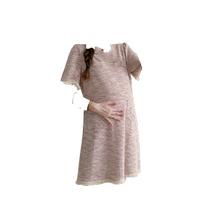 Maternity summer dress 2024 new high-end French fashion small fragrant tassel mid-length skirt for women
