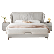 Quanyou Home Modern Simple Cat Scratch Leather Bed 2024 New Bedroom Soft Cover Leather Art Double Bed 116072